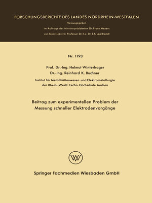 cover image of Beitrag zum experimentellen Problem der Messung schneller Elektrodenvorgänge